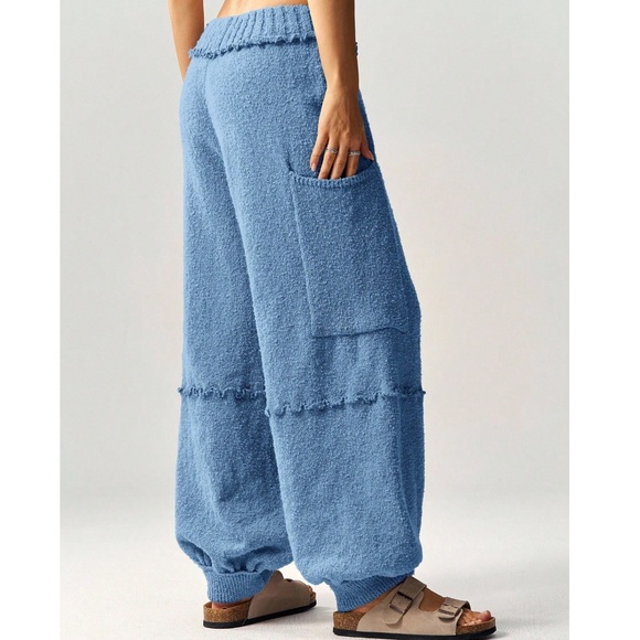 Cozy Stretchy Waist Mid Waist Textured Lounge Jogger pants - Picture 6 of 6